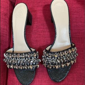 TORY BURCH EMBELLISHED SLIDE SANDALS 💯